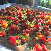 Organic Vegan Tomato Pesto Crostini by Veganics Catering